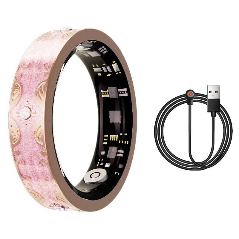 SnapPal Orbit Smart Ring — Ornate Blush Pink