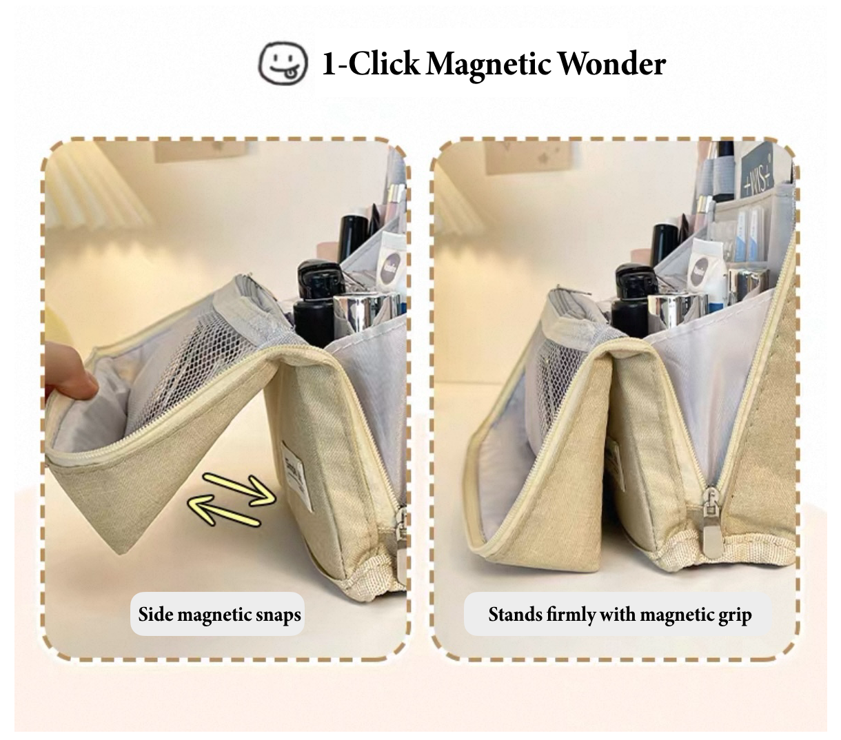 SnapPal Canva Magnetic Makeup Bag